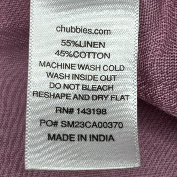Chubbies Shirt Mens Extra Large Linen Blend Loop Collar Lavender Beach Camp XL - Picture 5 of 10